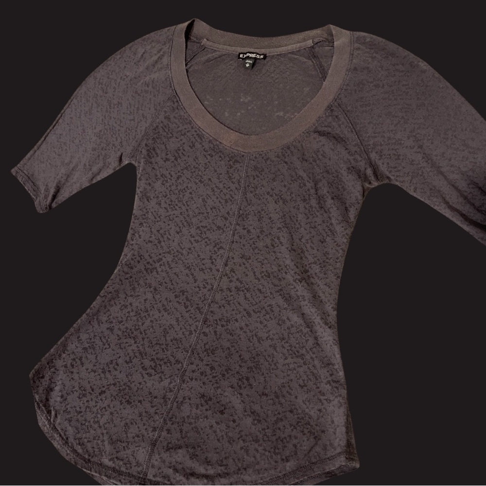 Express XS sheer 3/4 sleeve knit top (grey)